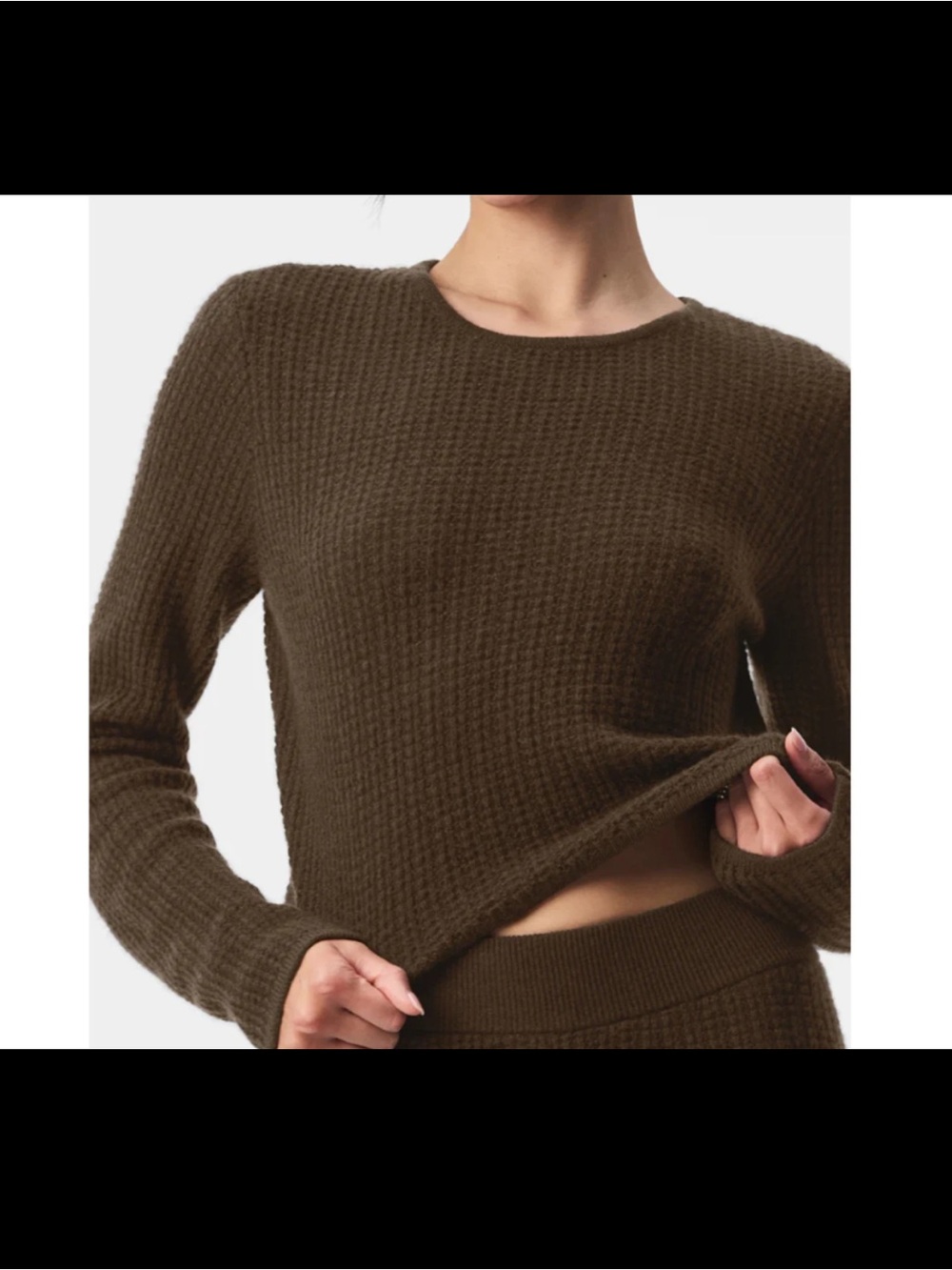 ALO Cashmere Plush Waffle Cropped Long Sleeve size M